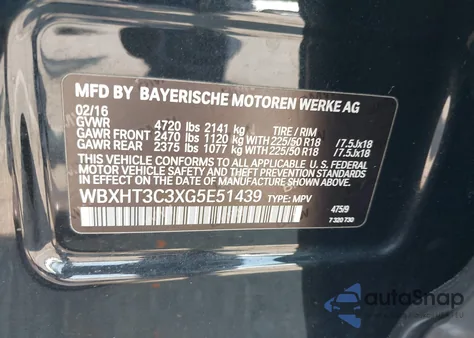 2016 BMW X1 xDrive28I from USA, damaged, VIN WBXHT3C3XG5E51439